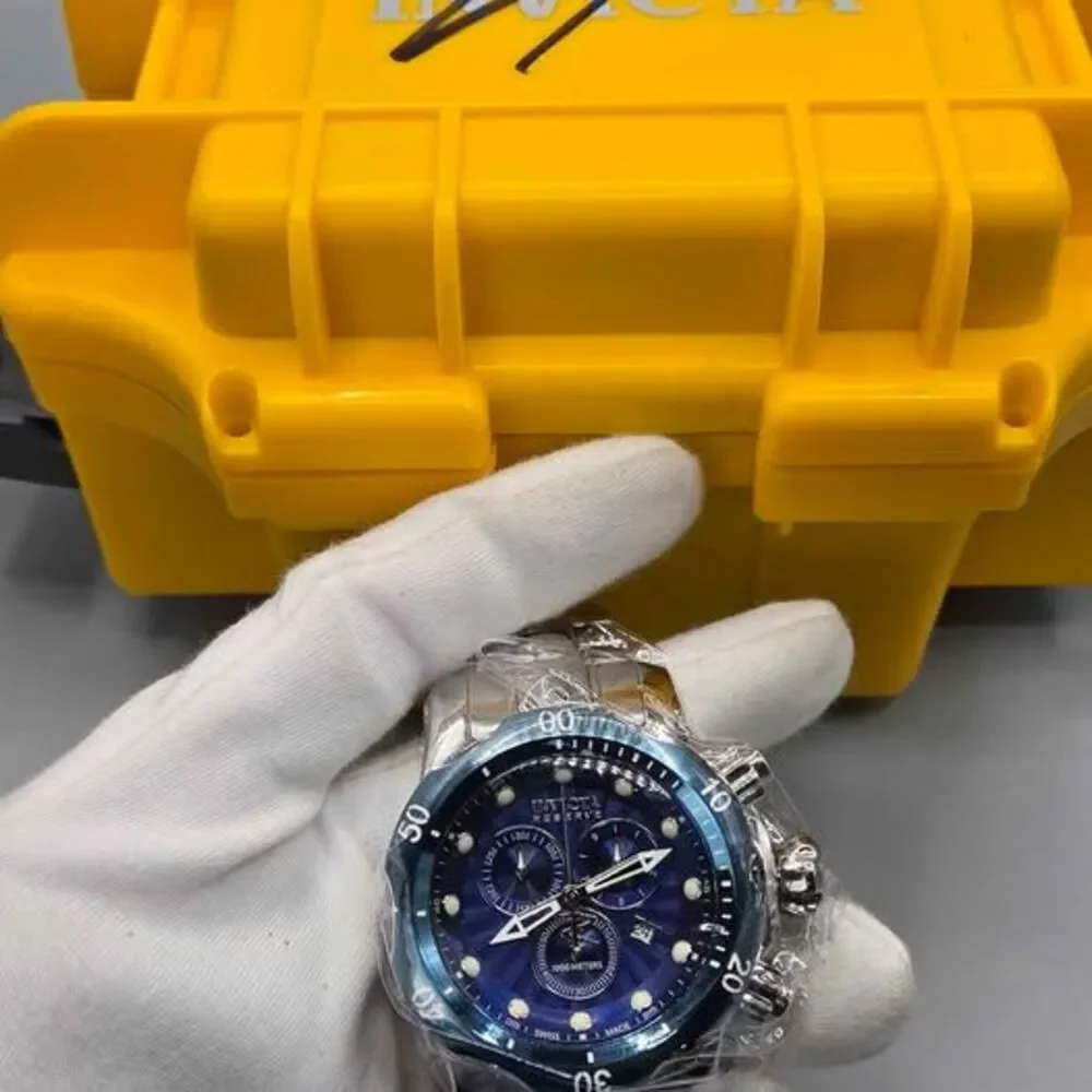 Invicta Venom Reserve Chronograph Blue Textured Dial Stainless Steel Watch